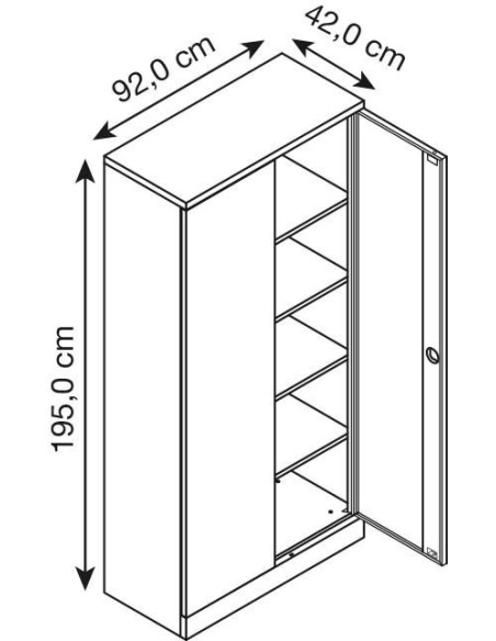 Wolfstahl Büro Stahlschrank - Aktenschrank Lichtgrau abschliessbar 92x42x195cm, aufgebaut