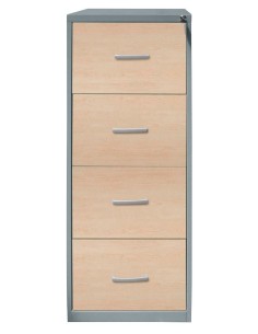 Wolfstahl Hängeregistraturschrank einbahnig 4 Schubladen 40 x 62 x 132 cm silber-ahorn 2