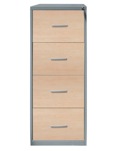 Wolfstahl Hängeregistraturschrank einbahnig 4 Schubladen 40 x 62 x 132 cm silber-ahorn