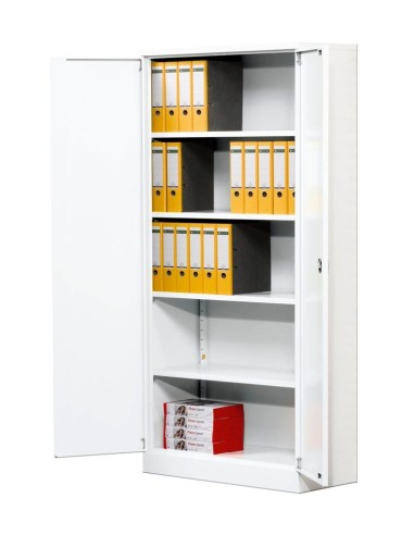 Wolfstahl Büro Stahlschrank - Aktenschrank Weiss abschliessbar 92x42x195cm, aufgebaut