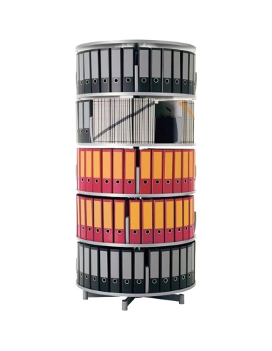Wolfstahl Ordnersäule 5 Etagen, bis zu 120 Ordner, Etagen einzeln drehbar, Höhe 200 cm