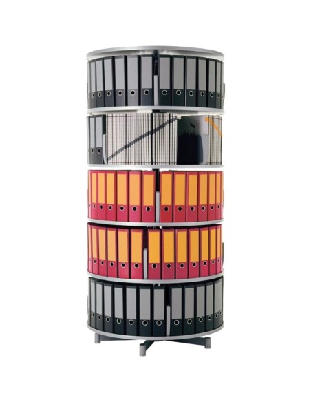 Wolfstahl Ordnersäule 5 Etagen, bis zu 120 Ordner, Etagen einzeln drehbar, Höhe 200 cm