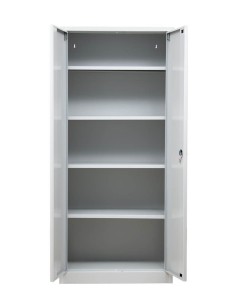 Wolfstahl Büro Stahlschrank - Aktenschrank Lichtgrau abschliessbar 80x38x180cm, aufgebaut 2