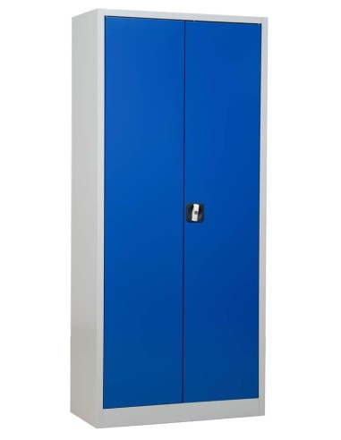 Wolfstahl Büro Stahlschrank - Aktenschrank Enzianblau-Lichtgrau abschliessbar 80x38x195cm, aufgebaut