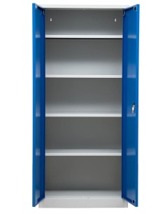 Wolfstahl Büro Stahlschrank - Aktenschrank Enzianblau-Lichtgrau abschliessbar 80x38x195cm, aufgebaut 2