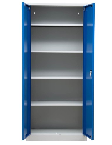 Wolfstahl Büro Stahlschrank - Aktenschrank Enzianblau-Lichtgrau abschliessbar 80x38x195cm, aufgebaut