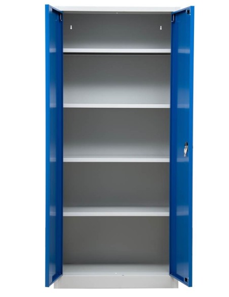 Wolfstahl Büro Stahlschrank - Aktenschrank Enzianblau-Lichtgrau abschliessbar 80x38x195cm, aufgebaut