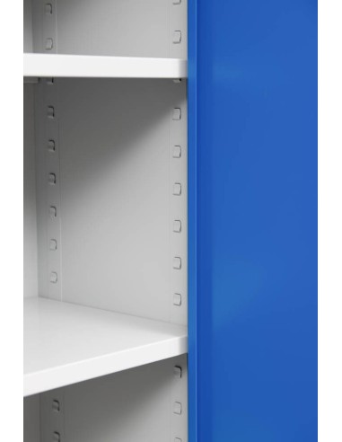 Wolfstahl Büro Stahlschrank - Aktenschrank Enzianblau-Lichtgrau abschliessbar 80x38x195cm, aufgebaut
