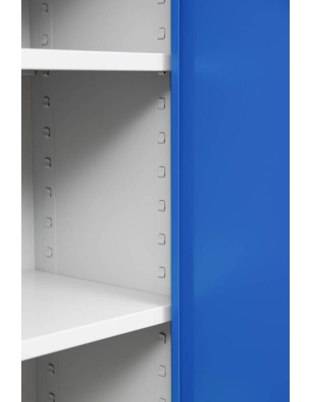 Wolfstahl Büro Stahlschrank - Aktenschrank Enzianblau-Lichtgrau abschliessbar 80x38x195cm, aufgebaut
