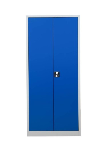 Wolfstahl Büro Stahlschrank - Aktenschrank Enzianblau-Lichtgrau abschliessbar 80x38x195cm, aufgebaut