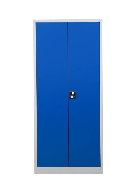 Wolfstahl Büro Stahlschrank - Aktenschrank Enzianblau-Lichtgrau abschliessbar 80x38x195cm, aufgebaut