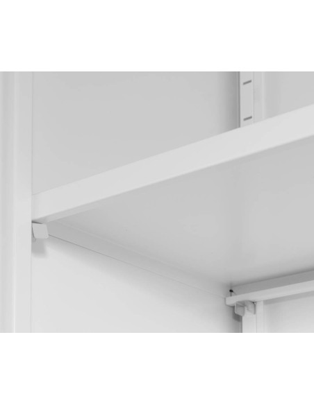 Wolfstahl Büro Stahlschrank - Aktenschrank Verkehrsweiss abschliessbar 92x42x195cm, aufgebaut