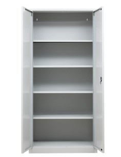 Wolfstahl Büro Stahlschrank - Aktenschrank Lichtgrau abschliessbar 92x42x195cm, aufgebaut 2