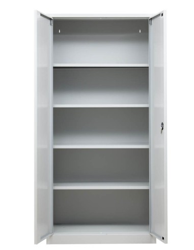 Wolfstahl Büro Stahlschrank - Aktenschrank Lichtgrau abschliessbar 92x42x195cm, aufgebaut
