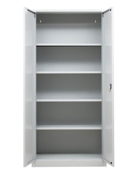 Wolfstahl Büro Stahlschrank - Aktenschrank Lichtgrau abschliessbar 92x42x195cm, aufgebaut