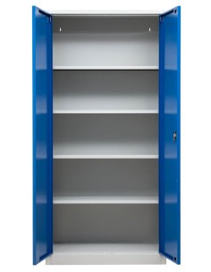 Wolfstahl Büro Stahlschrank - Aktenschrank Enzianblau abschliessbar 92x42x195cm, aufgebaut 2