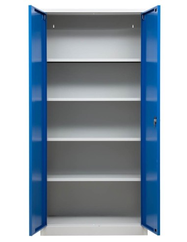 Wolfstahl Büro Stahlschrank - Aktenschrank Enzianblau abschliessbar 92x42x195cm, aufgebaut