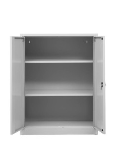 Wolfstahl Büro Stahlschrank - Aktenschrank Lichtgrau abschliessbar 92x42x120cm, aufgebaut 2