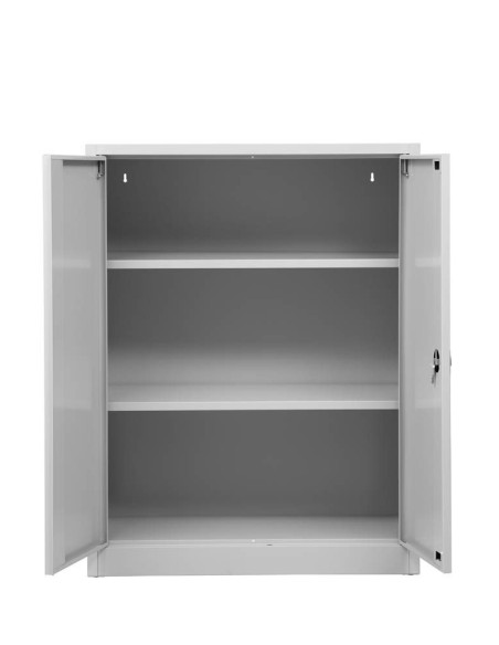 Wolfstahl Büro Stahlschrank - Aktenschrank Lichtgrau abschliessbar 92x42x120cm, aufgebaut