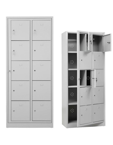 Wolfstahl Schliessfachschrank Stahl 10 Schliessfächer Zylinderschloss 80 x 45 x 190 cm