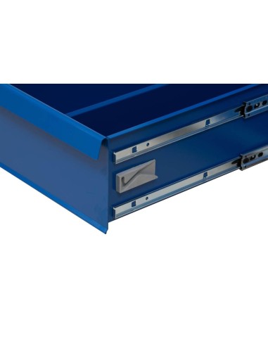 Wolfstahl Werkstattwagen mit Flügeltürenfach stahl 5 Schubladen 109x60x84cm lichtgrau - enzianblau