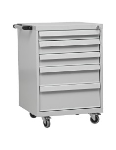 Wolfstahl Werkstattwagen stahl 5 Schubladen 56x60x84cm lichtgrau - enzianblau