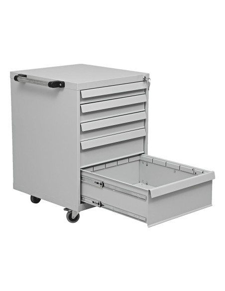 Wolfstahl Werkstattwagen stahl 5 Schubladen 56x60x84cm lichtgrau - enzianblau