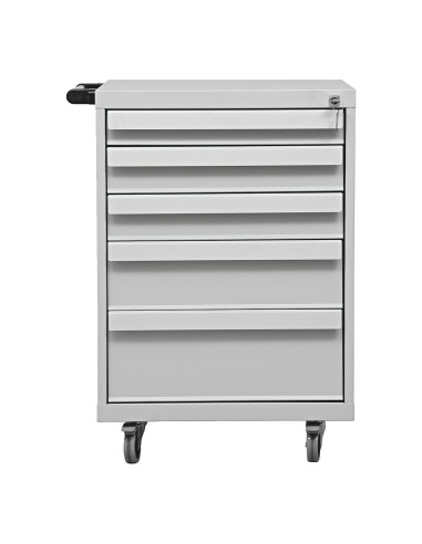 Wolfstahl Werkstattwagen stahl 5 Schubladen 56x60x84cm lichtgrau - enzianblau