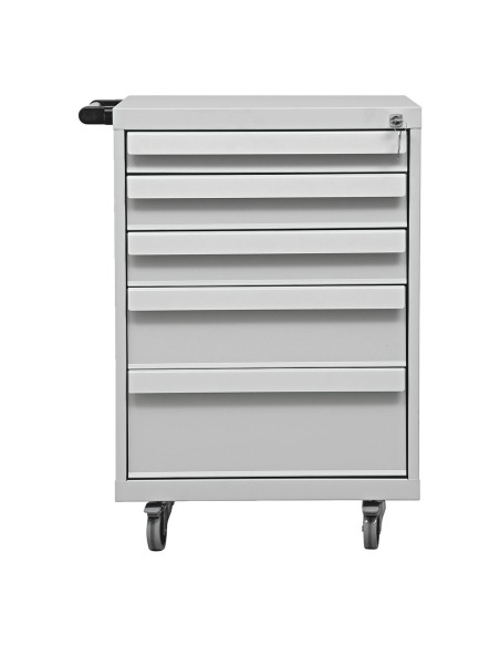 Wolfstahl Werkstattwagen stahl 5 Schubladen 56x60x84cm lichtgrau - enzianblau