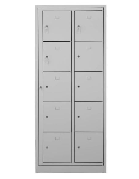 Wolfstahl Schliessfachschrank Stahl 10 Schliessfächer Zylinderschloss 80 x 45 x 190 cm
