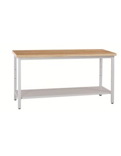 Wolfstahl Werkbank stahl 120x60x84cm lichtgrau Tischplatte 30mm buche