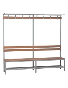 Wolfstahl Sitzbank Stahl & Holz, mit Haken und Schuhrost 200x40x40cm lichtgrau - buche