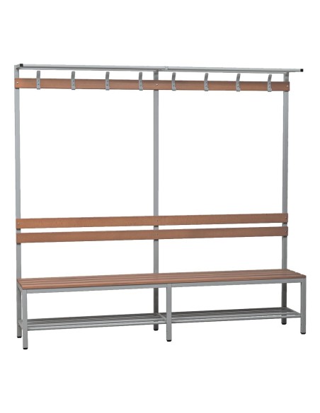 Wolfstahl Sitzbank Stahl & Holz, mit Haken und Schuhrost 200x40x40cm lichtgrau - buche