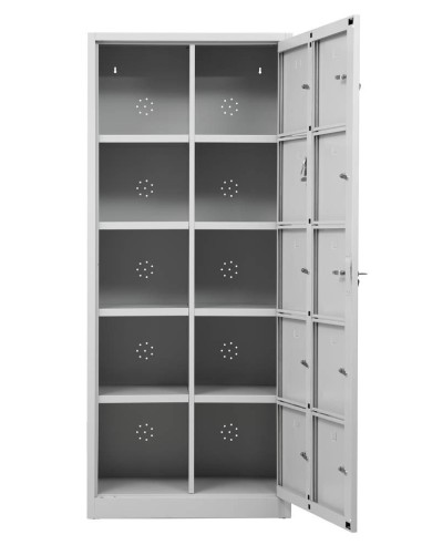 Wolfstahl Schliessfachschrank Stahl 10 Schliessfächer Zylinderschloss 80 x 45 x 190 cm