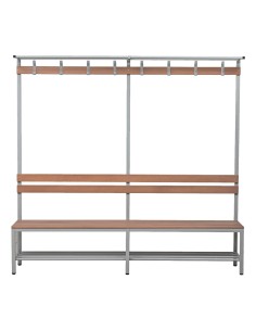 Wolfstahl Sitzbank Stahl & Holz, mit Haken und Schuhrost 200x40x40cm lichtgrau - buche 2