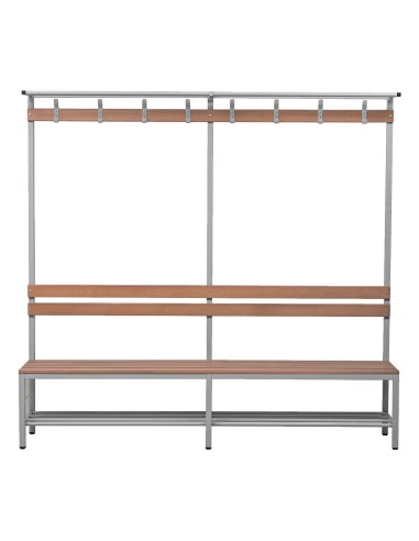 Wolfstahl Sitzbank Stahl & Holz, mit Haken und Schuhrost 200x40x40cm lichtgrau - buche