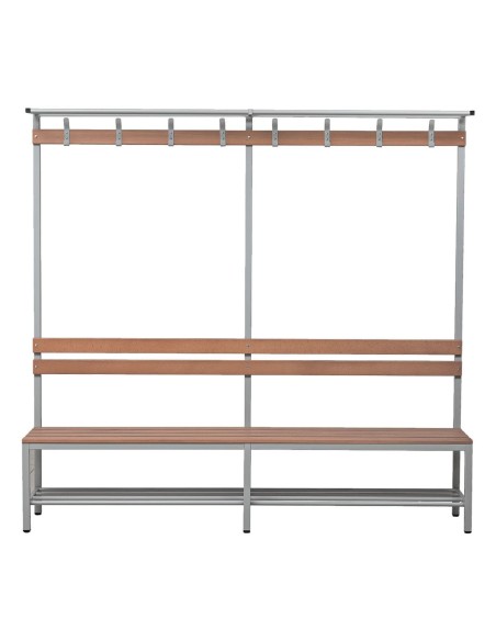 Wolfstahl Sitzbank Stahl & Holz, mit Haken und Schuhrost 200x40x40cm lichtgrau - buche