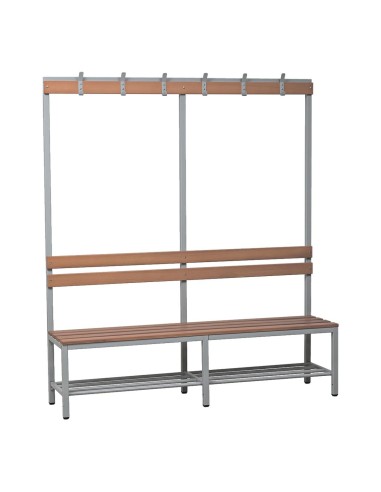 Wolfstahl Sitzbank Stahl & Holz, mit Haken und Schuhrost 160x40x40cm lichtgrau - buche