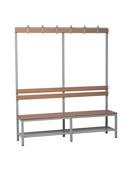 Wolfstahl Sitzbank Stahl & Holz, mit Haken und Schuhrost 160x40x40cm lichtgrau - buche