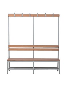 Wolfstahl Sitzbank Stahl & Holz, mit Haken und Schuhrost 160x40x40cm lichtgrau - buche 2