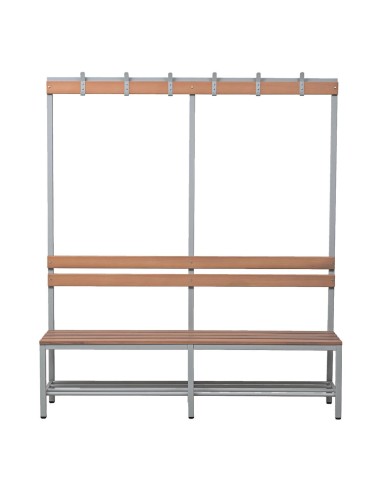 Wolfstahl Sitzbank Stahl & Holz, mit Haken und Schuhrost 160x40x40cm lichtgrau - buche