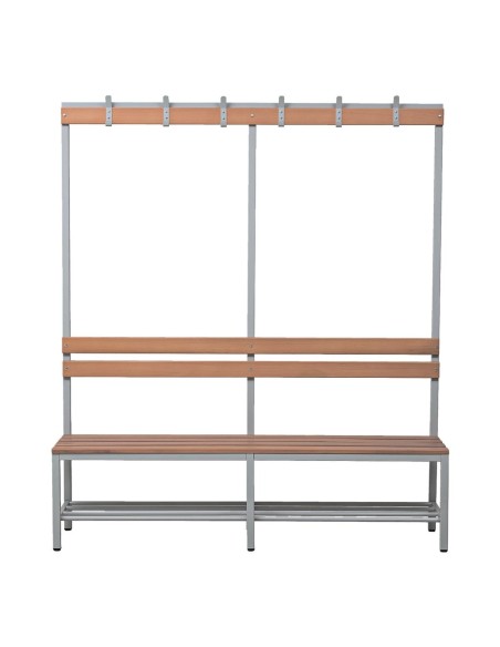 Wolfstahl Sitzbank Stahl & Holz, mit Haken und Schuhrost 160x40x40cm lichtgrau - buche