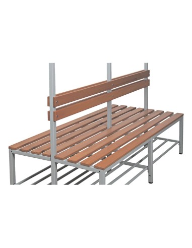 Wolfstahl Doppel-Sitzbank Stahl & Holz, mit Haken und Schuhrost 160x40x40cm lichtgrau - buche