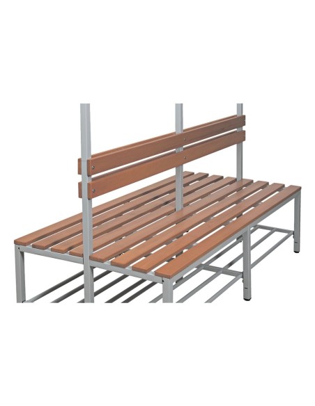 Wolfstahl Doppel-Sitzbank Stahl & Holz, mit Haken und Schuhrost 160x40x40cm lichtgrau - buche