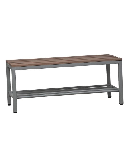 Wolfstahl Sitzbank mit Schuhrost, Stahl & Holz 100x40x40cm lichtgrau - buche