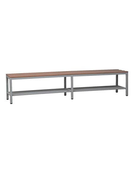 Wolfstahl Sitzbank mit Schuhrost, Stahl & Holz 150x40x40cm lichtgrau - buche