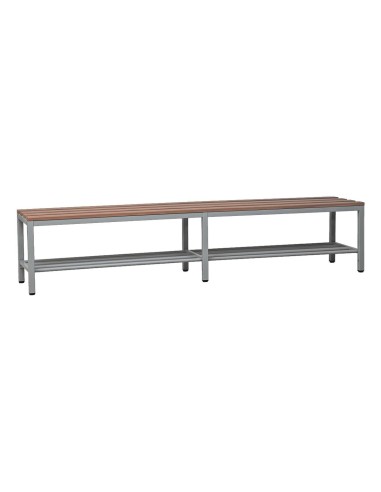 Wolfstahl Sitzbank mit Schuhrost, Stahl & Holz 200x40x40cm lichtgrau - buche