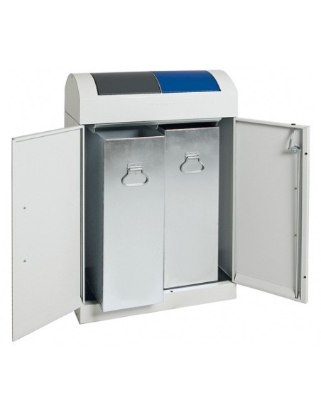 Abfalltrennung TD 2, RAL 7035/RAL 7016, RAL 5010, verz. Innenbehälter, 2x45 Liter