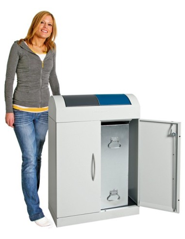 Abfalltrennung TD 2, RAL 7035/RAL 7016, RAL 5010, verz. Innenbehälter, 2x45 Liter