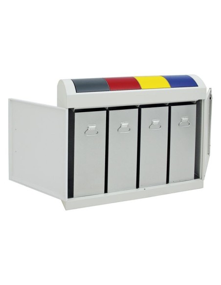 Abfalltrennung TD 4, RAL 7035/RAL 7016, RAL 3000, RAL 1003, RAL 5010, verz. Innenbehälter, 4x45 Liter